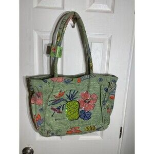 Sally Huss Tote Sunny Thoughts Embroidered Bedazzled Canvas Beach
